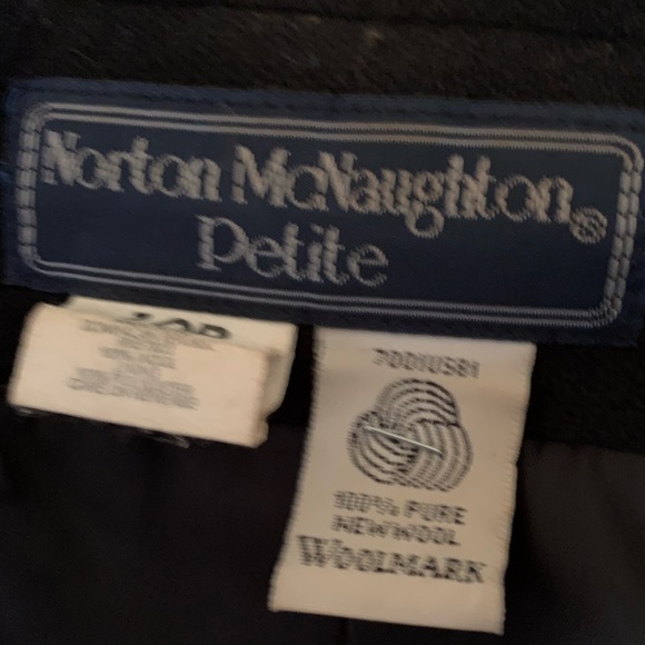 VINTAGE NORTON MCNAUGHTON BLACK WOOL BLAZER SIZE 10P - Picture 6 of 8